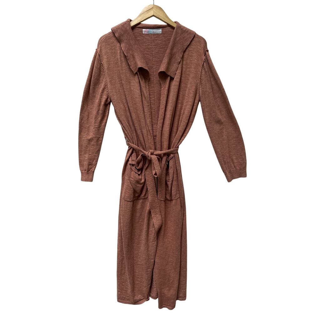 Free People Beach Long Terracotta Sweater Cardigan Robe size XS